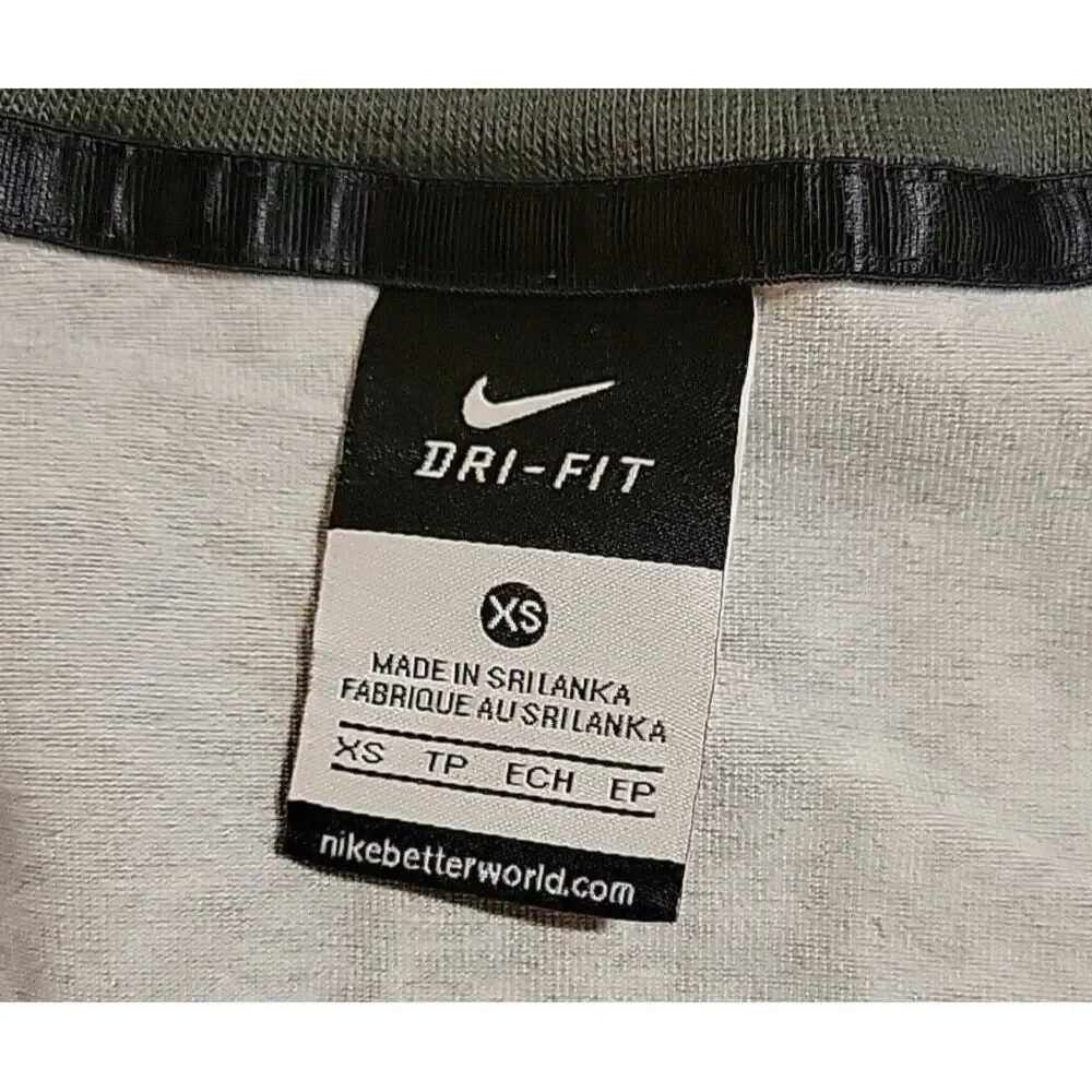 Nike Dri-Fit Jacket Sweatshirt XS Woman GRAY/GREEN  Full Zip Up Athletic‎ Pocket